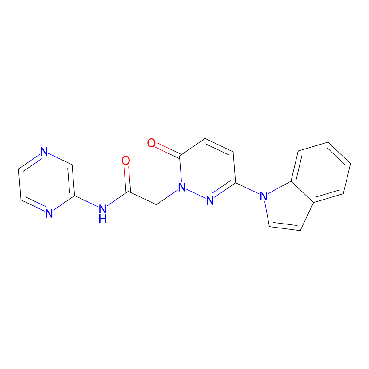 2-(3-(1H-indol-1-yl)-6-oxopyridazin-1(6H)-yl)-N-(pyrazin-2-yl)acetamide molecular structure, CAS 1797212-30-6