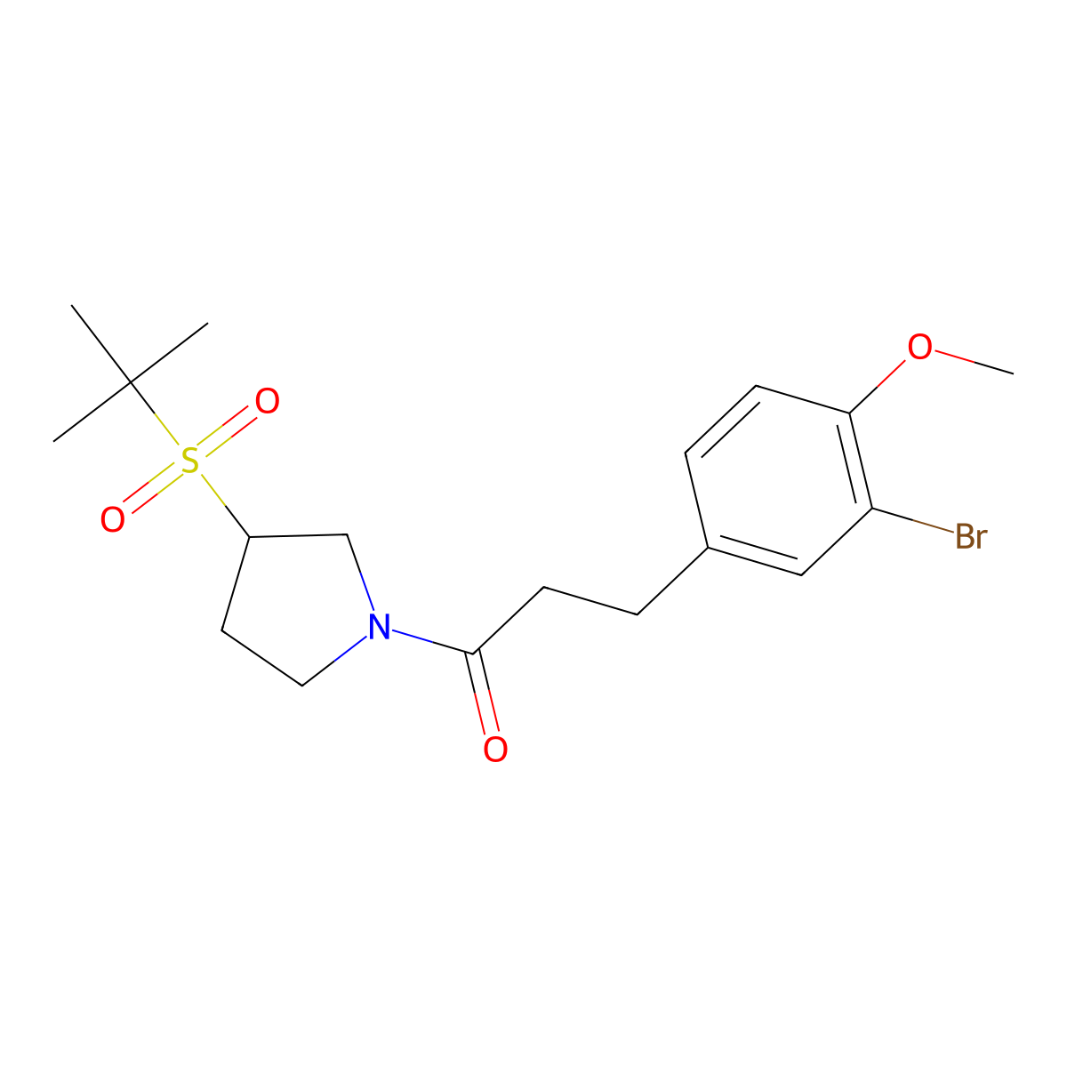 3-(3-Bromo-4-methoxyphenyl)-1-(3-(tert-butylsulfonyl)pyrrolidin-1-yl)propan-1-one molecular structure, CAS 1797212-47-5