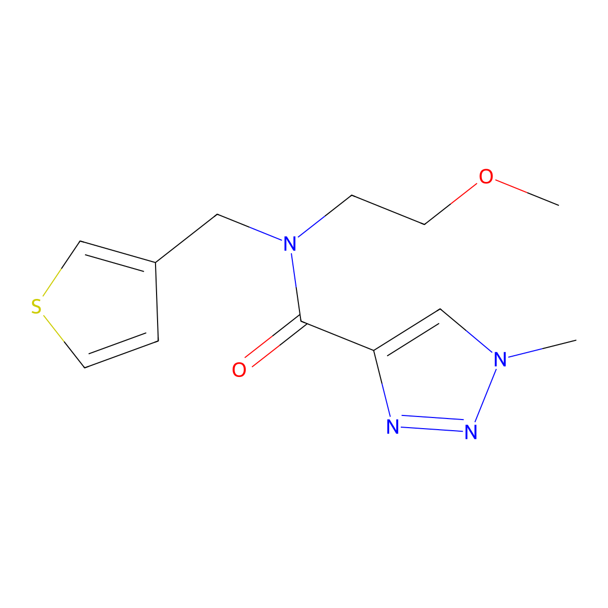 N-(2-methoxyethyl)-1-methyl-N-(thiophen-3-ylmethyl)-1H-1,2,3-triazole-4-carboxamide molecular structure, CAS 1797213-07-0