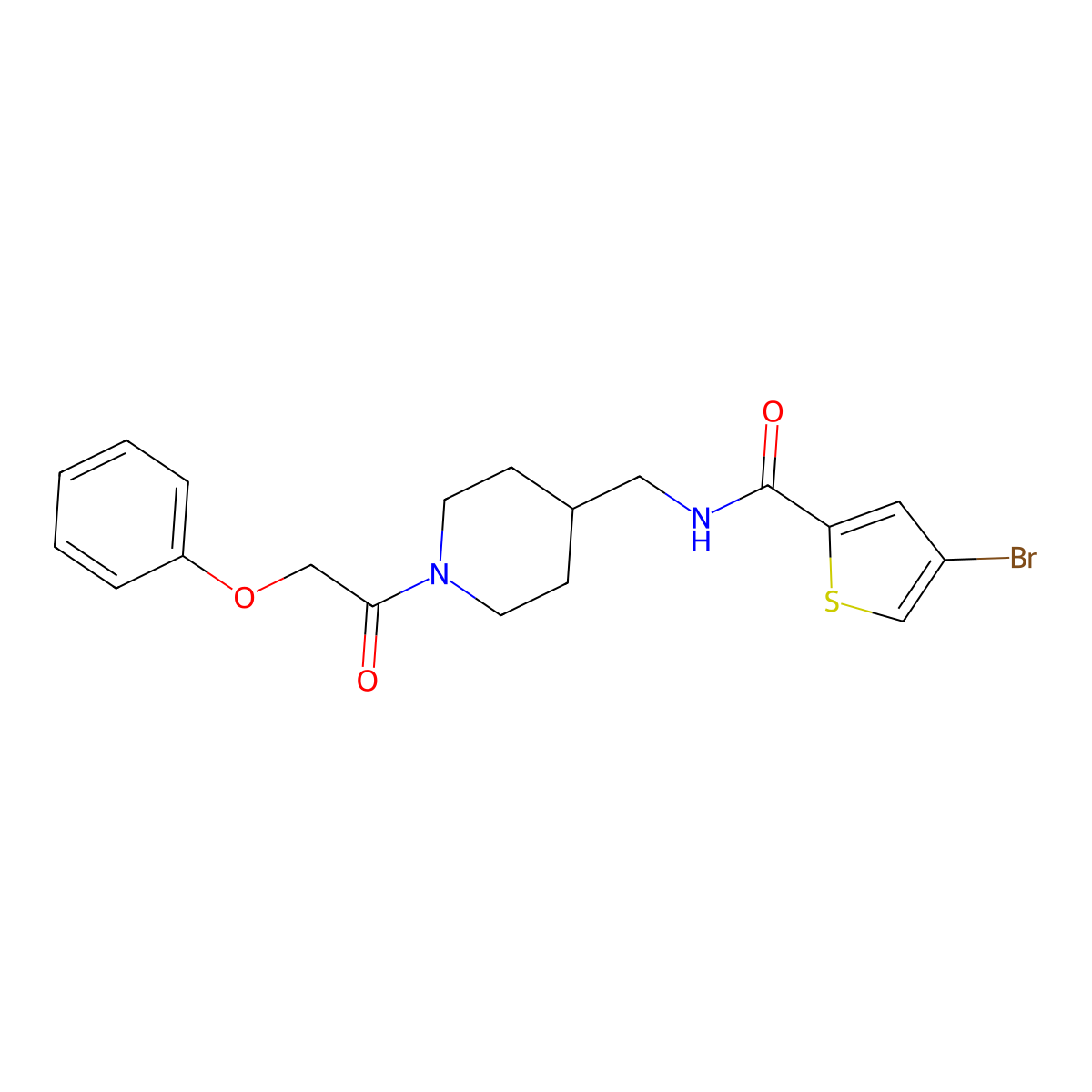 4-Bromo-N-{[1-(2-phenoxyacetyl)piperidin-4-YL]methyl}thiophene-2-carboxamide molecular structure, CAS 1797213-24-1