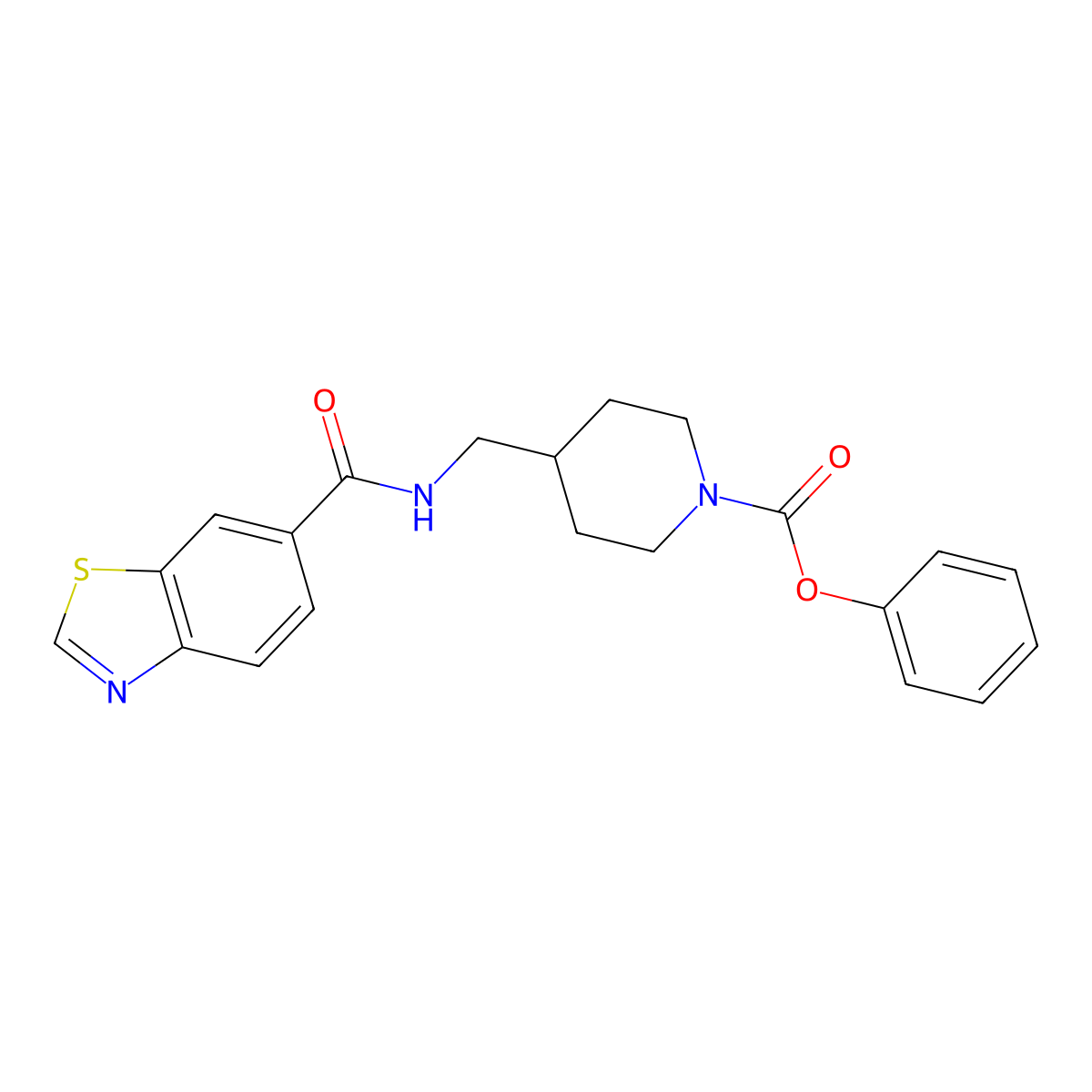 Phenyl 4-((benzo[d]thiazole-6-carboxamido)methyl)piperidine-1-carboxylate molecular structure, CAS 1797213-34-3