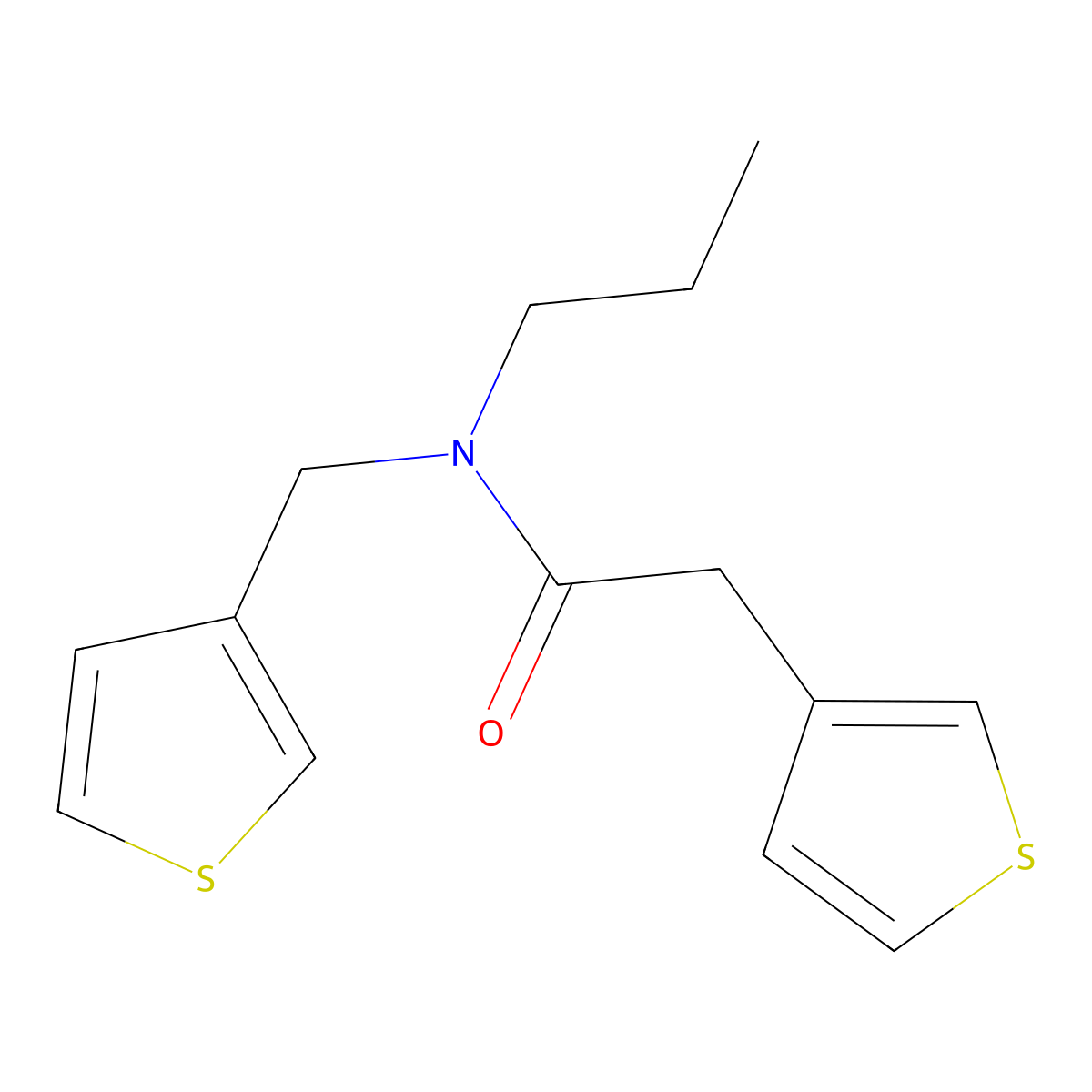 N-propyl-2-(thiophen-3-yl)-N-(thiophen-3-ylmethyl)acetamide molecular structure, CAS 1797213-56-9