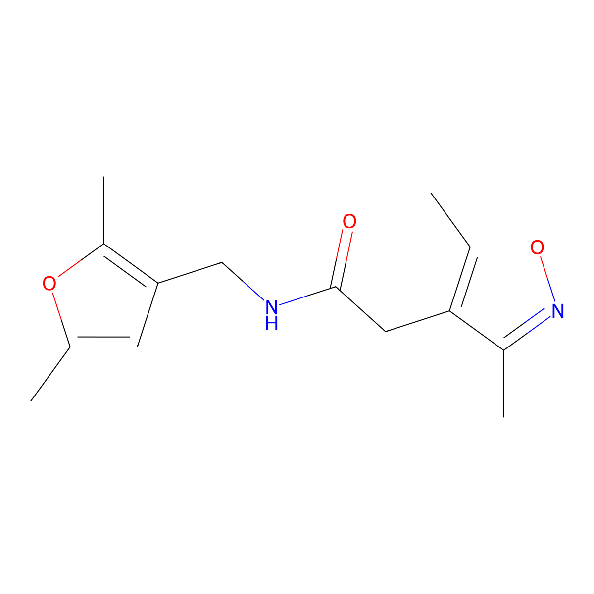 N-((2,5-dimethylfuran-3-yl)methyl)-2-(3,5-dimethylisoxazol-4-yl)acetamide molecular structure, CAS 1797213-84-3