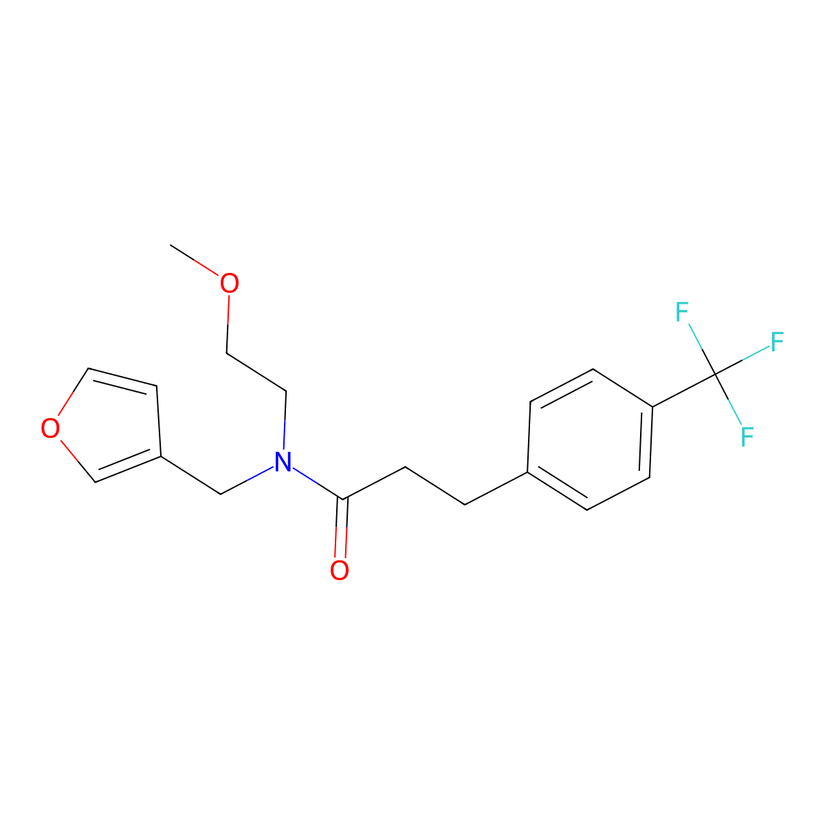 N-(furan-3-ylmethyl)-N-(2-methoxyethyl)-3-(4-(trifluoromethyl)phenyl)propanamide molecular structure, CAS 1797214-13-1