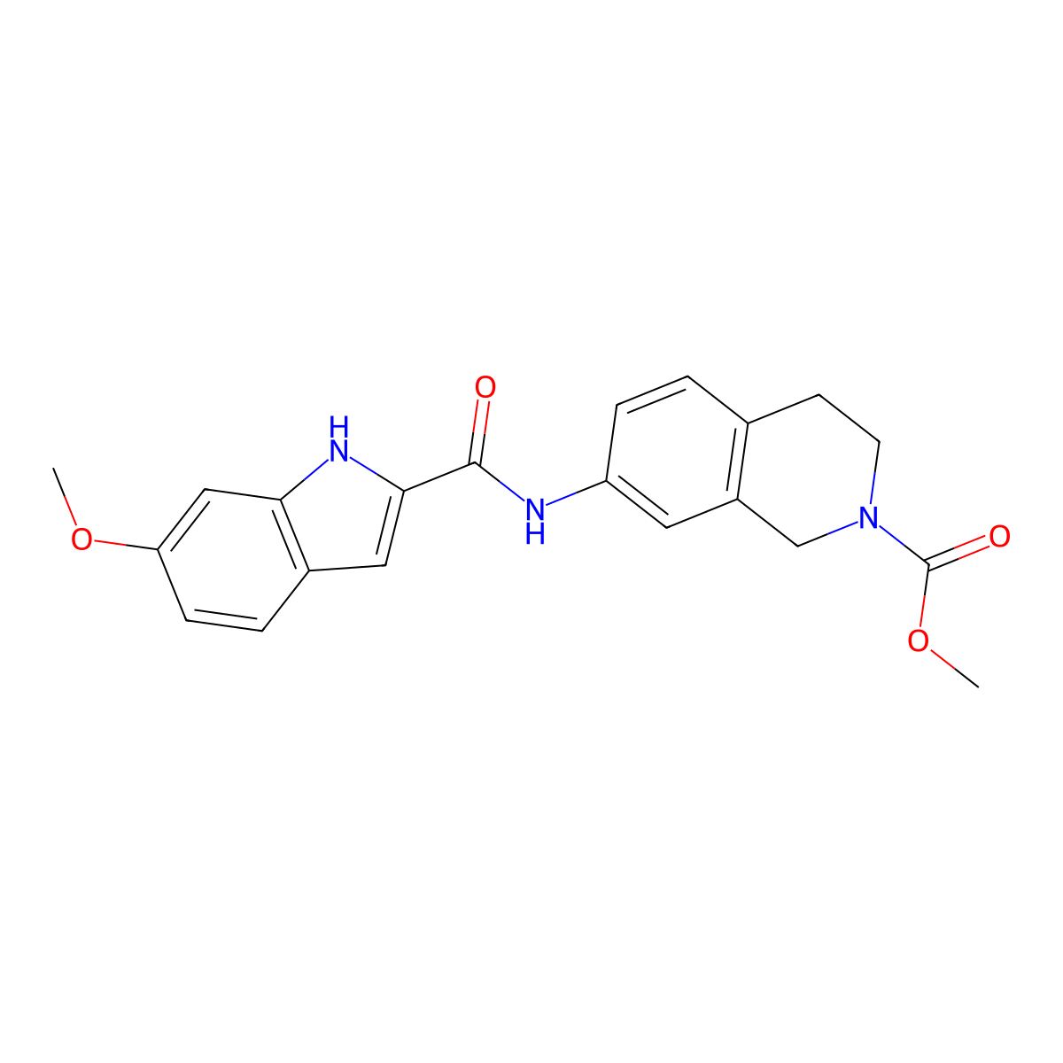 methyl 7-(6-methoxy-1H-indole-2-carboxamido)-3,4-dihydroisoquinoline-2(1H)-carboxylate molecular structure, CAS 1797214-47-1
