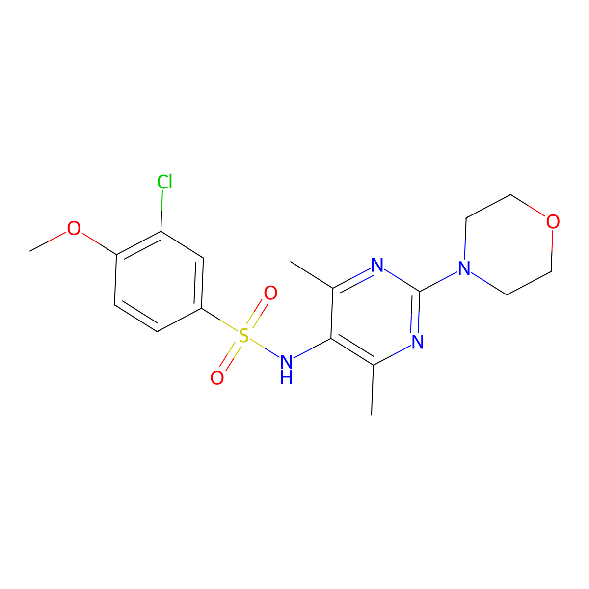3-chloro-N-(4,6-dimethyl-2-morpholinopyrimidin-5-yl)-4-methoxybenzenesulfonamide molecular structure, CAS 1797214-67-5