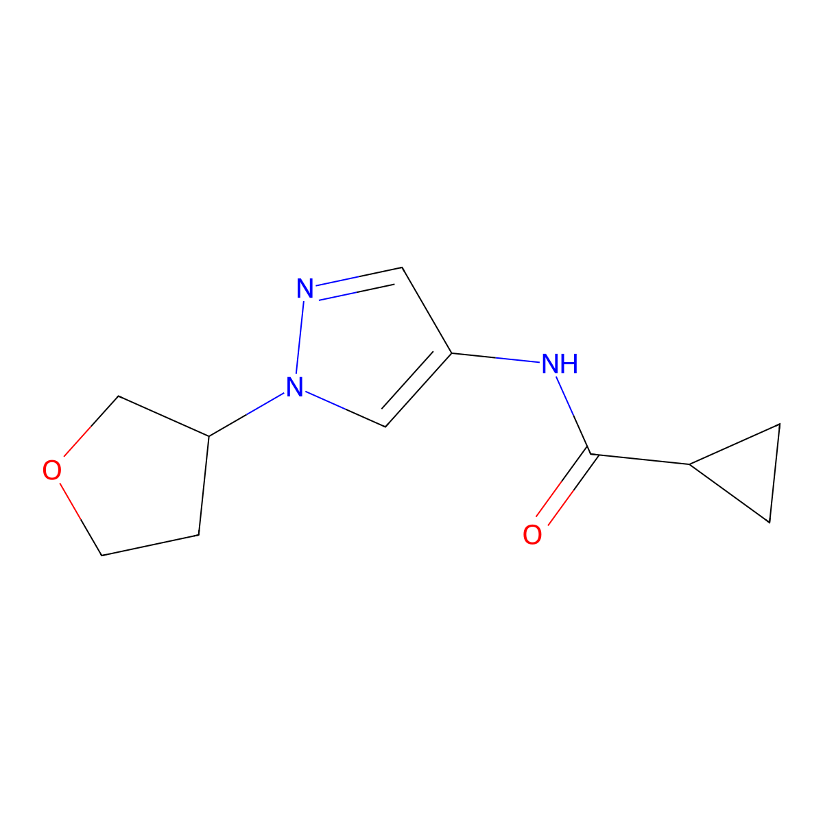 N-(1-(tetrahydrofuran-3-yl)-1H-pyrazol-4-yl)cyclopropanecarboxamide molecular structure, CAS 1797214-72-2