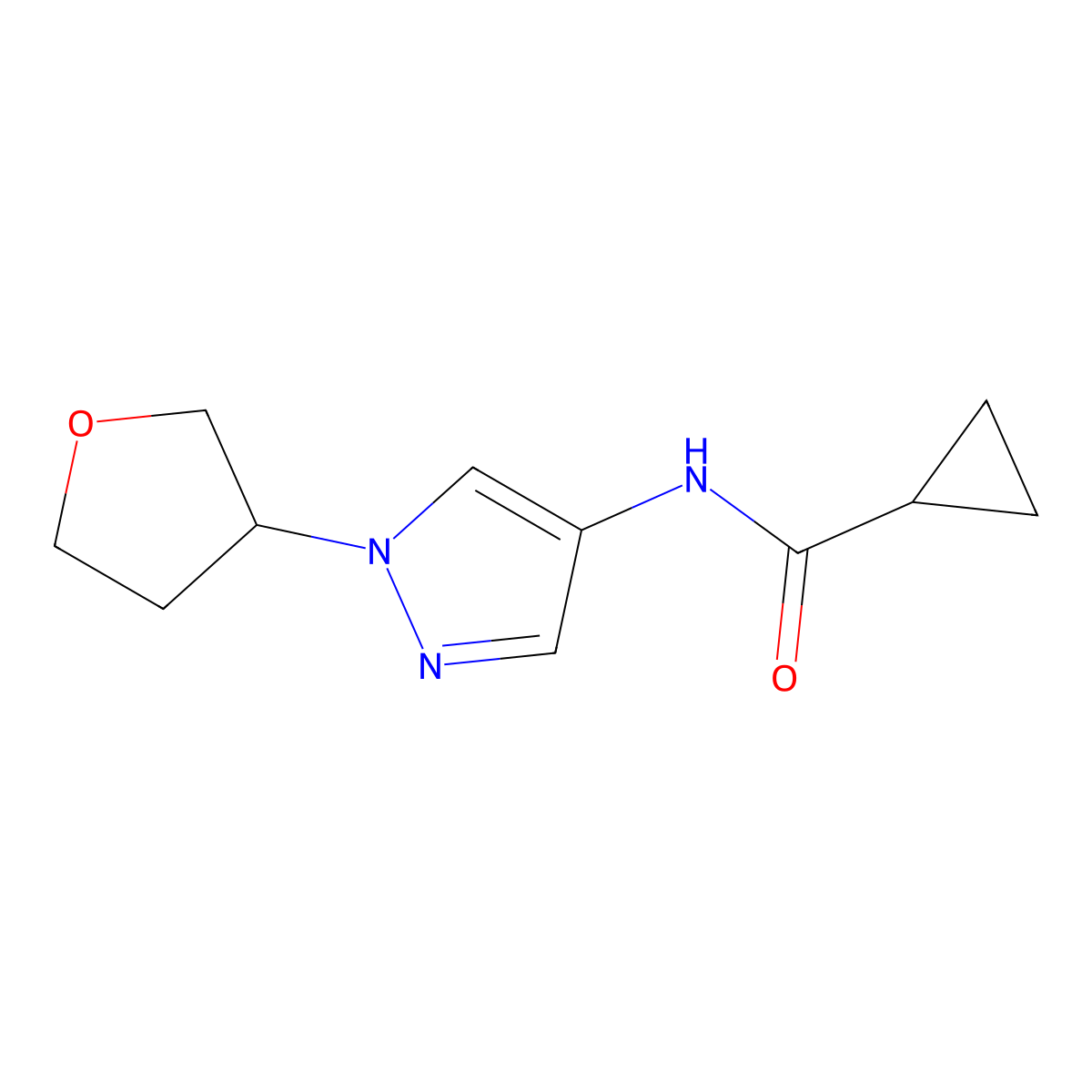 N-(1-(tetrahydrofuran-3-yl)-1H-pyrazol-4-yl)cyclopropanecarboxamide molecular structure, CAS 1797214-72-2