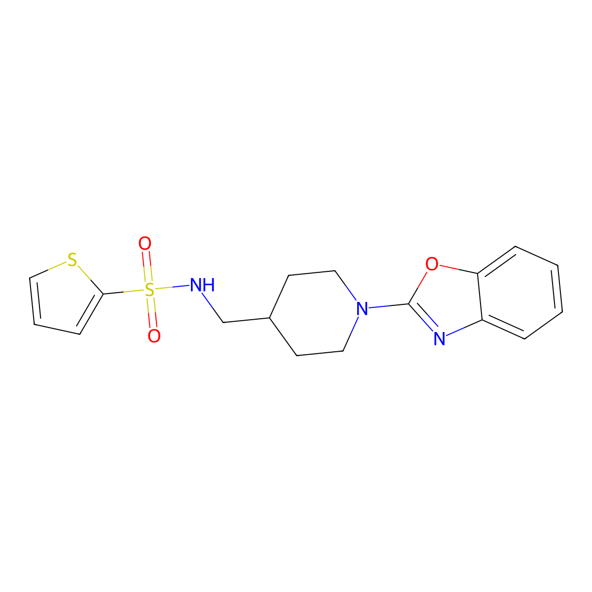 N-((1-(benzo[d]oxazol-2-yl)piperidin-4-yl)methyl)thiophene-2-sulfonamide molecular structure, CAS 1797217-92-5
