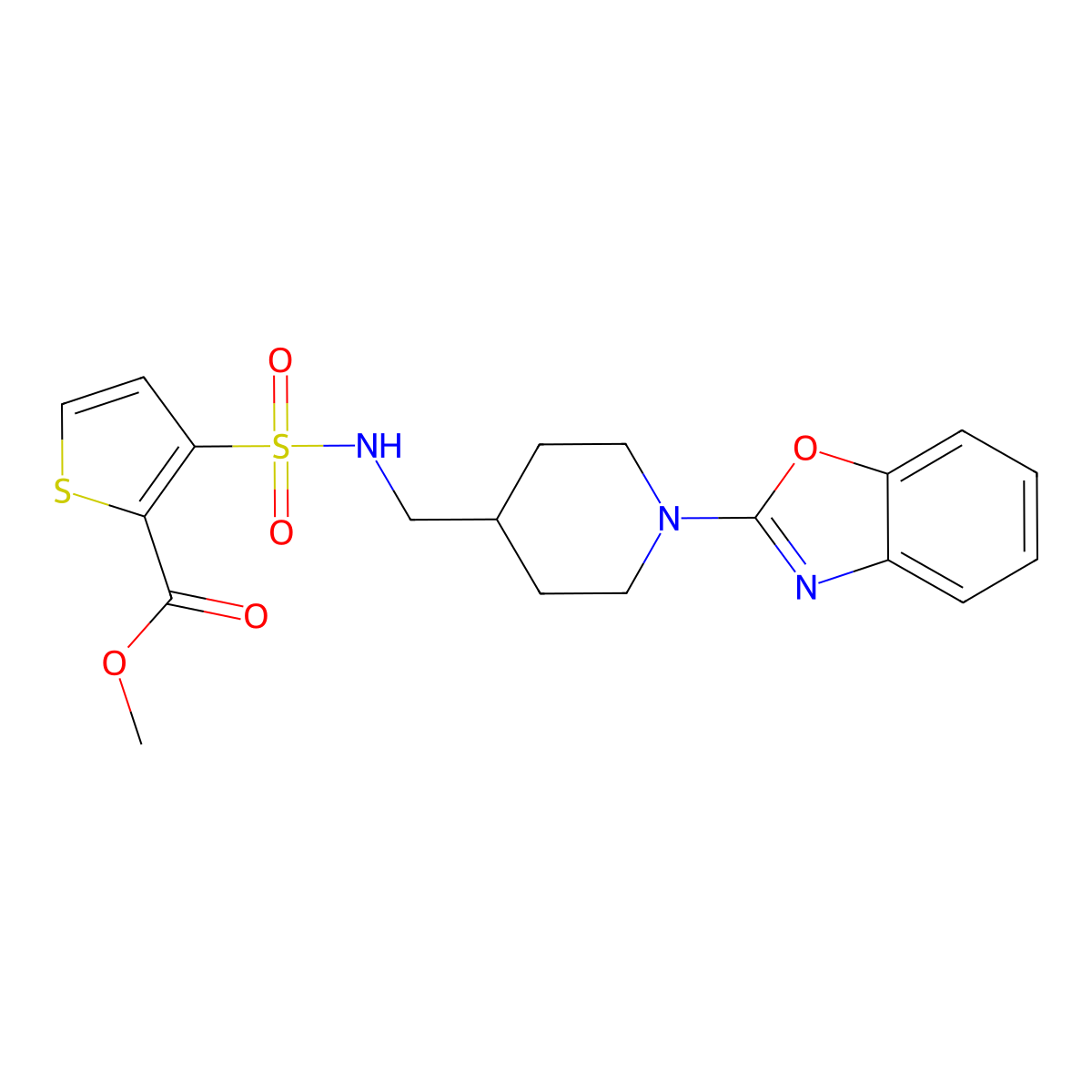 methyl 3-(N-((1-(benzo[d]oxazol-2-yl)piperidin-4-yl)methyl)sulfamoyl)thiophene-2-carboxylate molecular structure, CAS 1797217-99-2