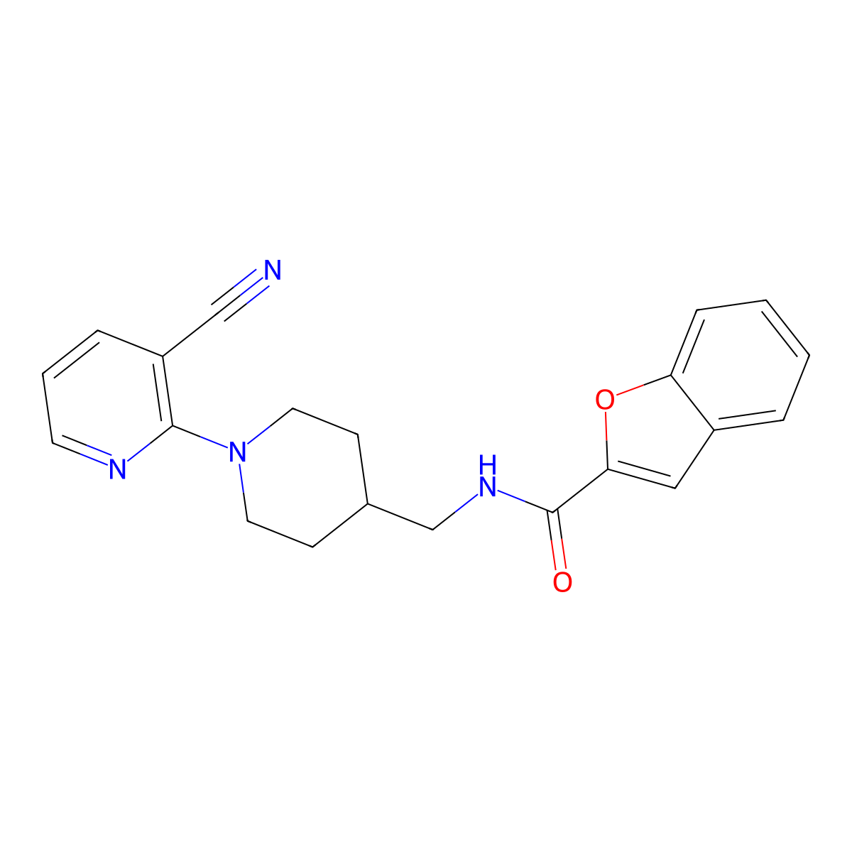 N-((1-(3-cyanopyridin-2-yl)piperidin-4-yl)methyl)benzofuran-2-carboxamide molecular structure, CAS 1797218-09-7
