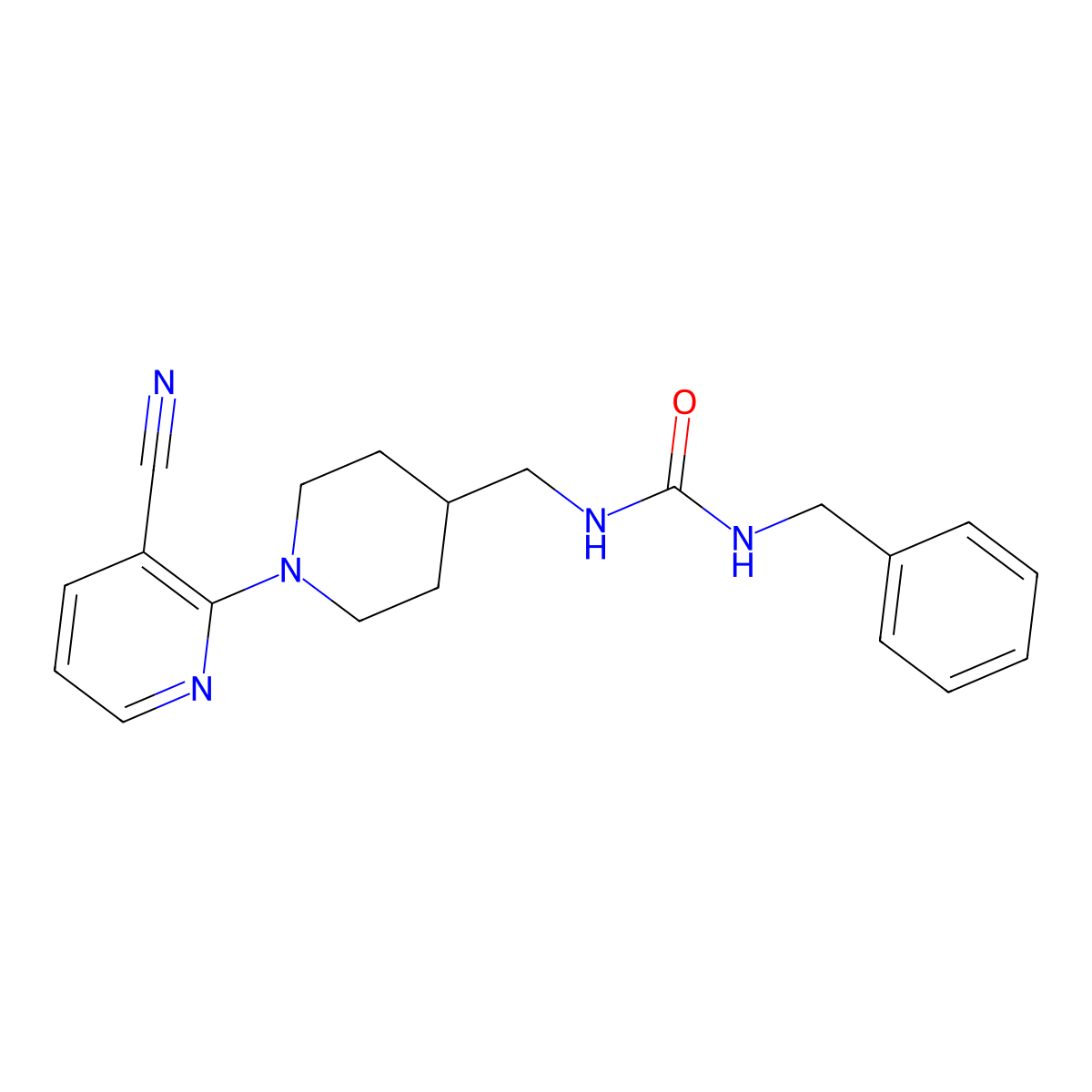 1-Benzyl-3-((1-(3-cyanopyridin-2-yl)piperidin-4-yl)methyl)urea molecular structure, CAS 1797218-32-6