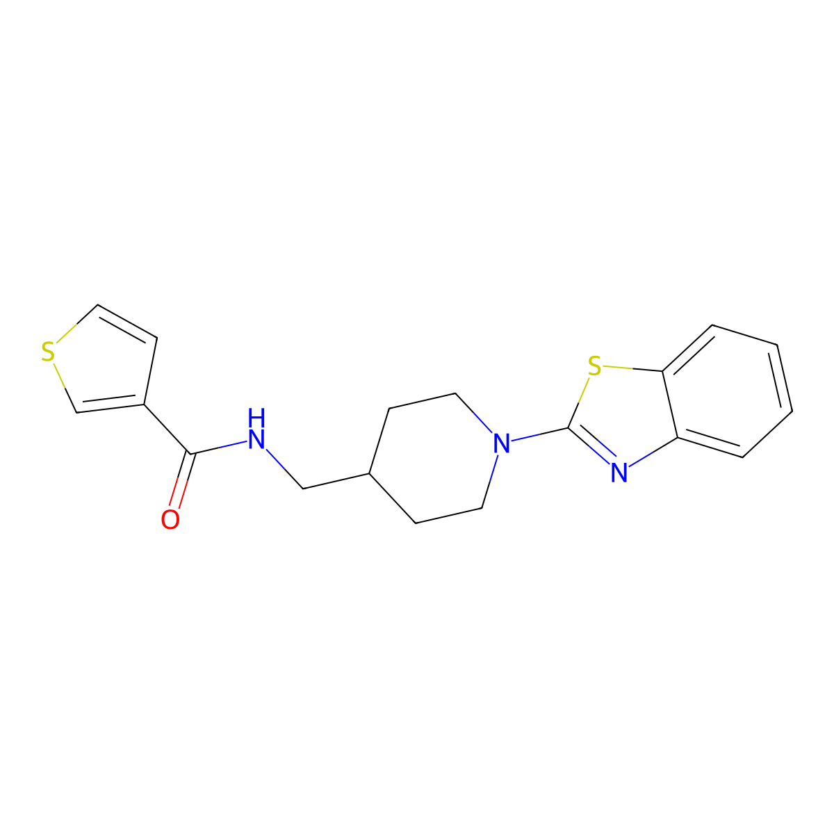 N-((1-(benzo[d]thiazol-2-yl)piperidin-4-yl)methyl)thiophene-3-carboxamide molecular structure, CAS 1797218-47-3