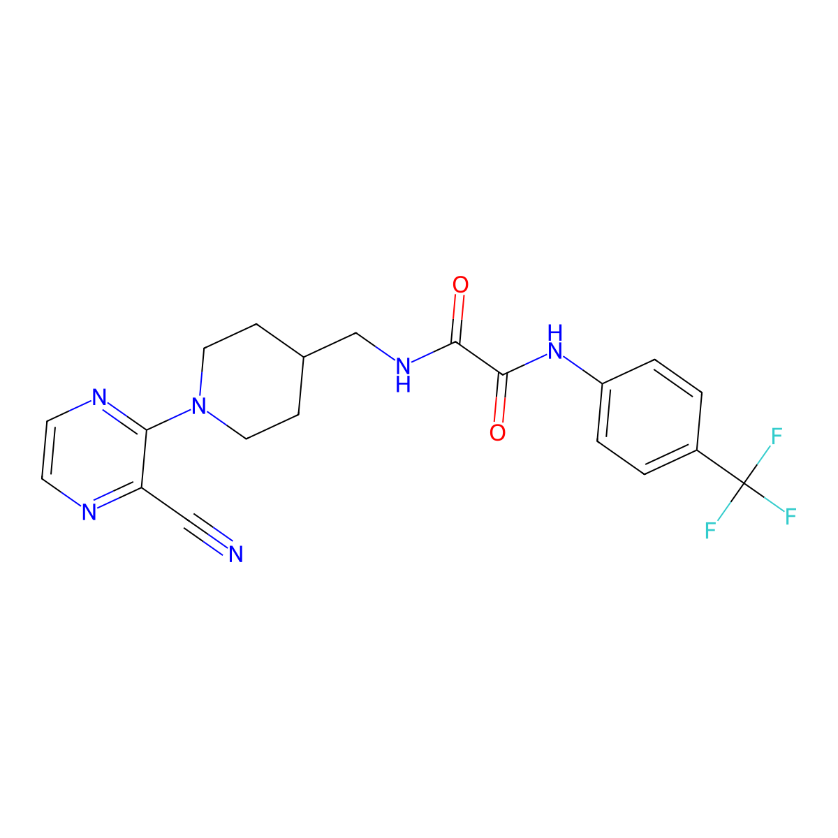 N1-((1-(3-cyanopyrazin-2-yl)piperidin-4-yl)methyl)-N2-(4-(trifluoromethyl)phenyl)oxalamide molecular structure, CAS 1797219-33-0