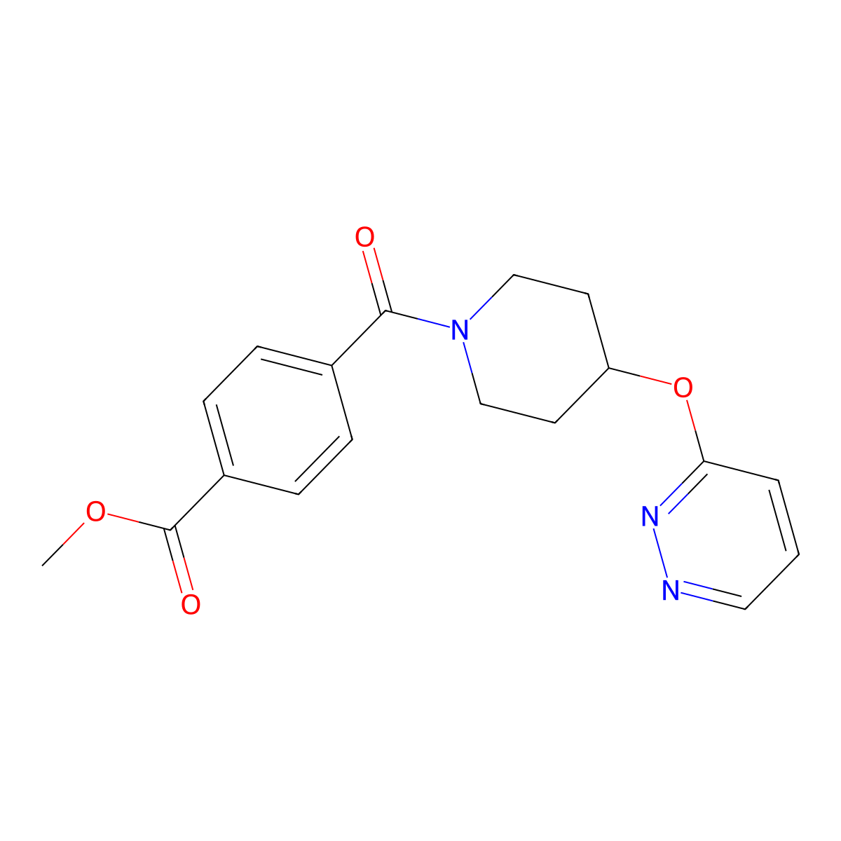 Methyl 4-[4-(pyridazin-3-yloxy)piperidine-1-carbonyl]benzoate molecular structure, CAS 1797221-40-9