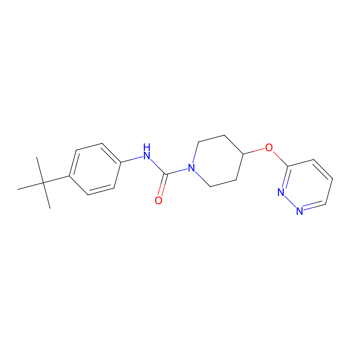 N-(4-(tert-butyl)phenyl)-4-(pyridazin-3-yloxy)piperidine-1-carboxamide molecular structure, CAS 1797221-84-1