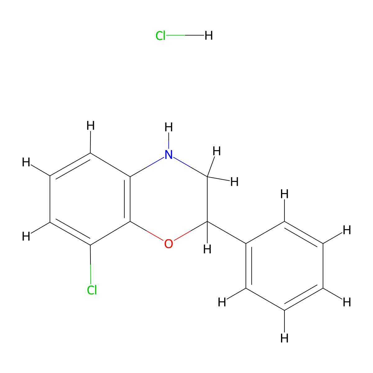 8-chloro-2-phenyl-3,4-dihydro-2H-1,4-benzoxazine hydrochloride molecular structure, CAS 1797221-86-3