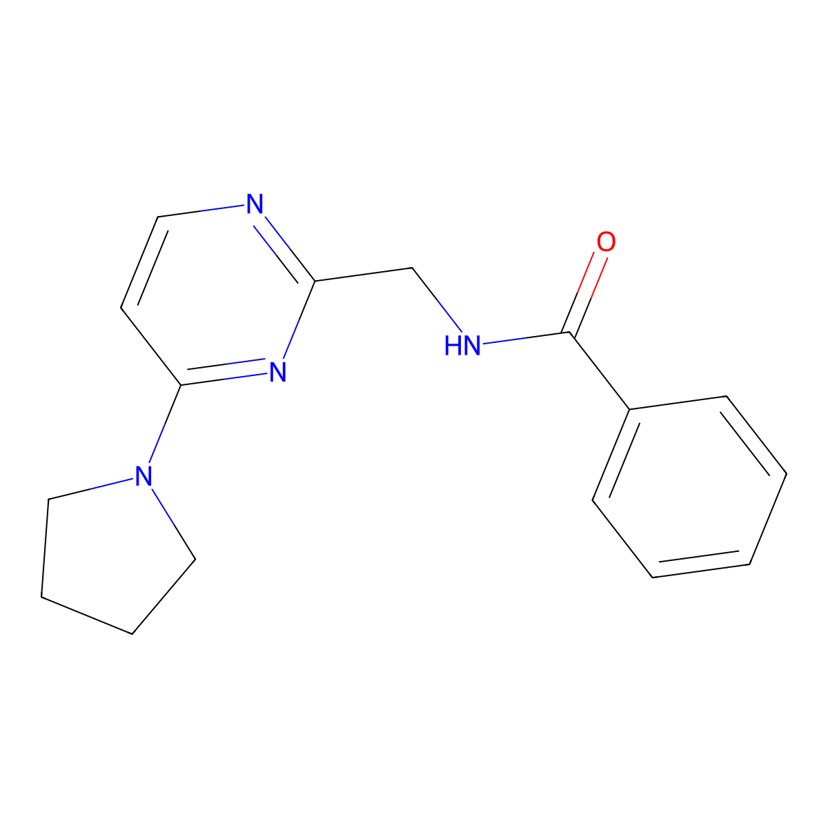 N-{[4-(pyrrolidin-1-yl)pyrimidin-2-yl]methyl}benzamide molecular structure, CAS 1797222-36-6
