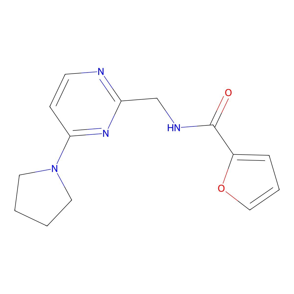 N-((4-(pyrrolidin-1-yl)pyrimidin-2-yl)methyl)furan-2-carboxamide molecular structure, CAS 1797222-62-8
