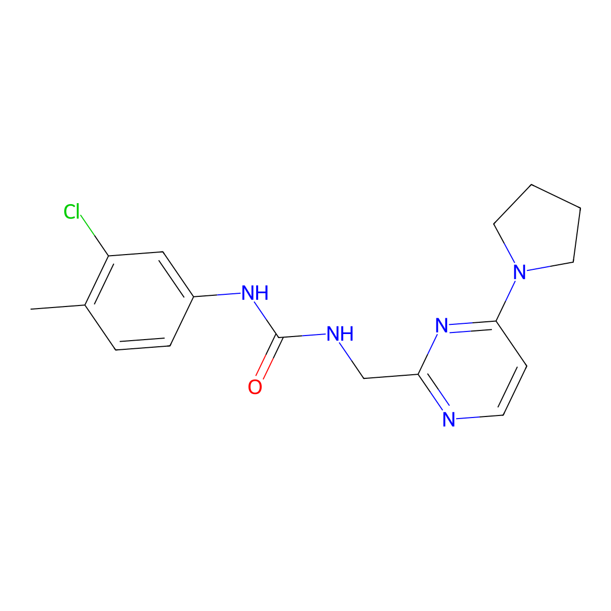 1-(3-Chloro-4-methylphenyl)-3-{[4-(pyrrolidin-1-yl)pyrimidin-2-yl]methyl}urea molecular structure, CAS 1797222-74-2