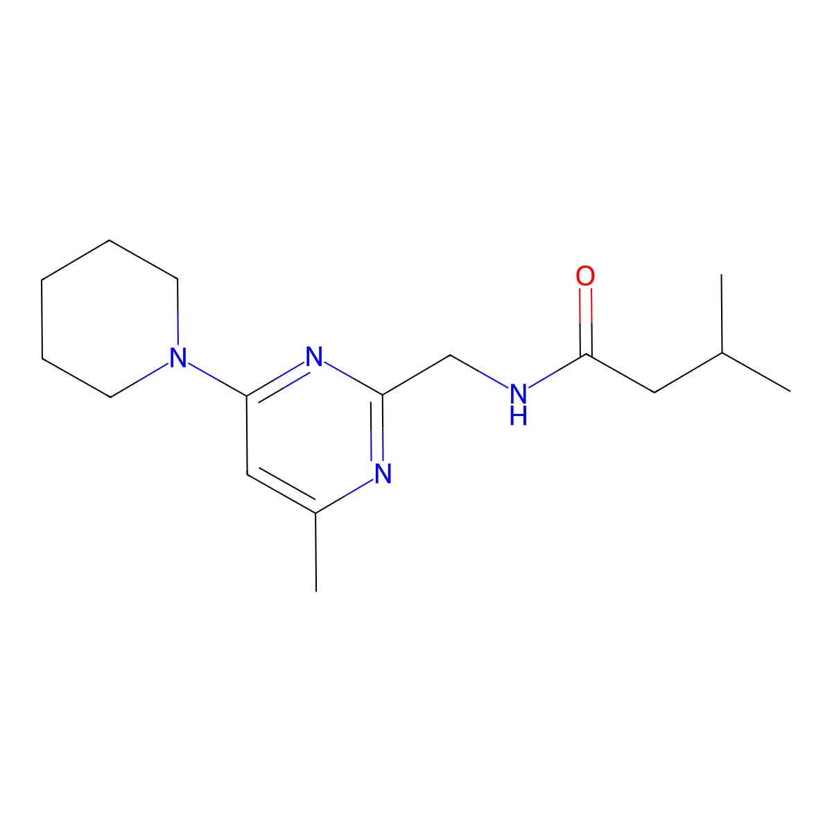 3-methyl-N-{[4-methyl-6-(piperidin-1-yl)pyrimidin-2-yl]methyl}butanamide molecular structure, CAS 1797222-93-5
