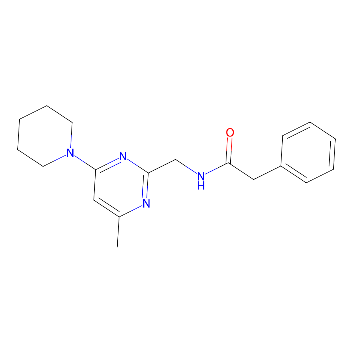 N-{[4-Methyl-6-(piperidin-1-YL)pyrimidin-2-YL]methyl}-2-phenylacetamide molecular structure, CAS 1797222-97-9