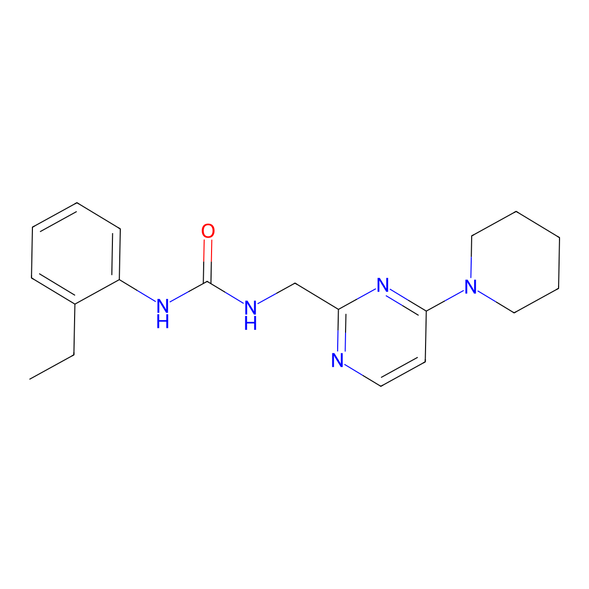1-(2-Ethylphenyl)-3-{[4-(piperidin-1-yl)pyrimidin-2-yl]methyl}urea molecular structure, CAS 1797223-18-7
