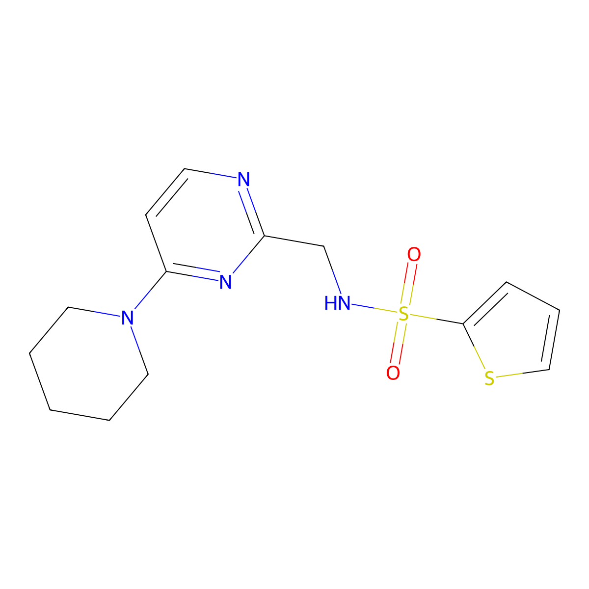 N-((4-(piperidin-1-yl)pyrimidin-2-yl)methyl)thiophene-2-sulfonamide molecular structure, CAS 1797223-22-3