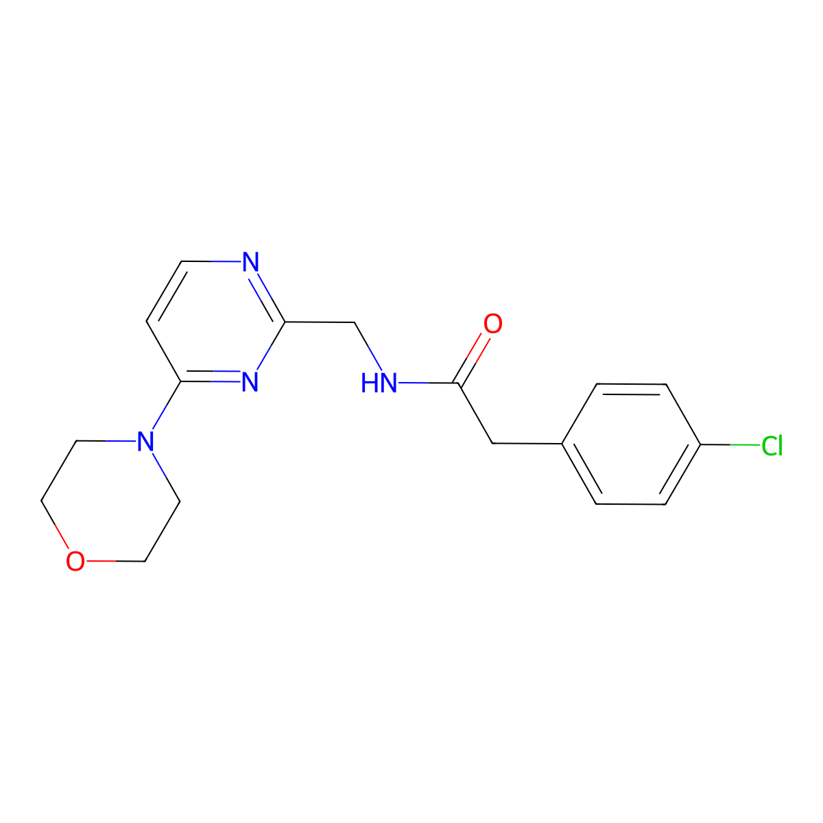 2-(4-chlorophenyl)-N-((4-morpholinopyrimidin-2-yl)methyl)acetamide molecular structure, CAS 1797223-33-6