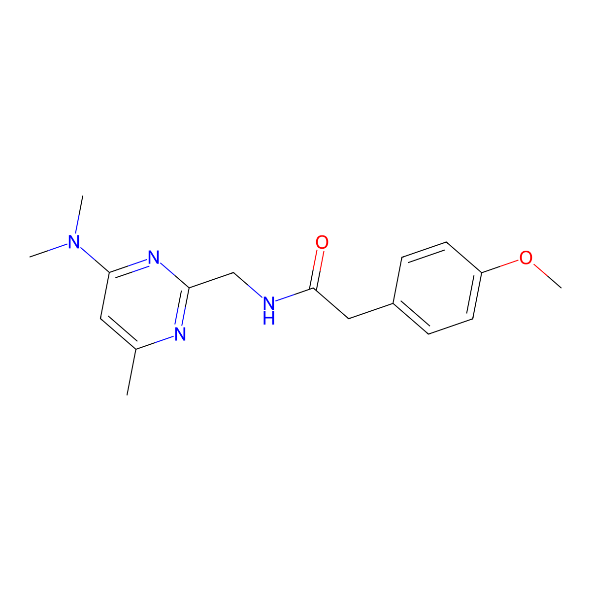 N-{[4-(dimethylamino)-6-methylpyrimidin-2-yl]methyl}-2-(4-methoxyphenyl)acetamide molecular structure, CAS 1797223-78-9