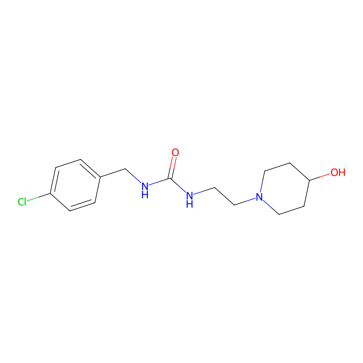 1-(4-Chlorobenzyl)-3-(2-(4-hydroxypiperidin-1-yl)ethyl)urea molecular structure, CAS 1797223-91-6