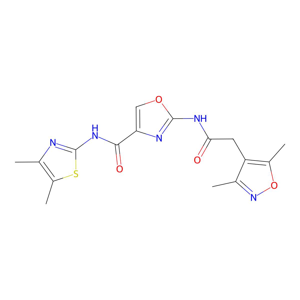 2-(2-(3,5-dimethylisoxazol-4-yl)acetamido)-N-(4,5-dimethylthiazol-2-yl)oxazole-4-carboxamide molecular structure, CAS 1797223-93-8