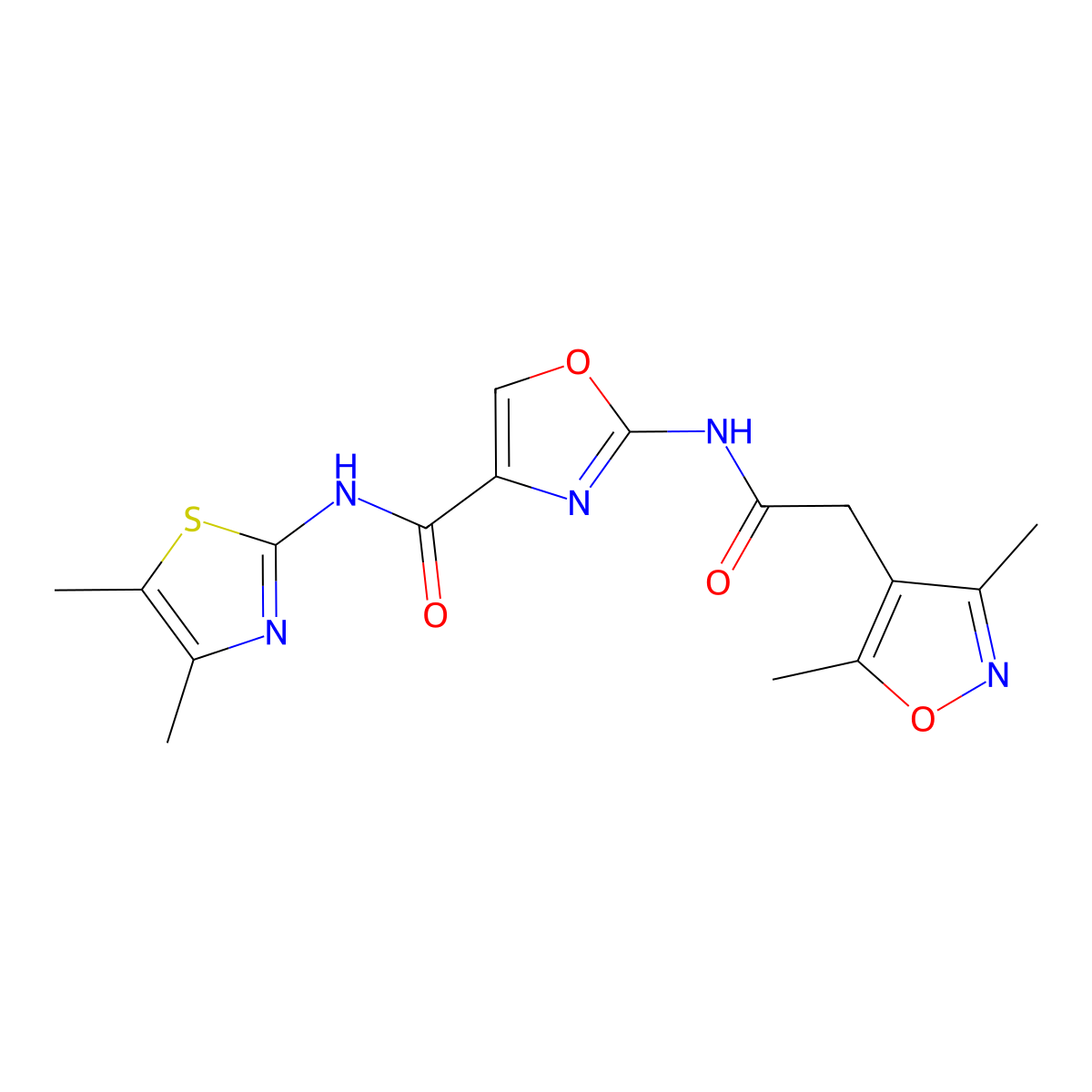 2-(2-(3,5-dimethylisoxazol-4-yl)acetamido)-N-(4,5-dimethylthiazol-2-yl)oxazole-4-carboxamide molecular structure, CAS 1797223-93-8