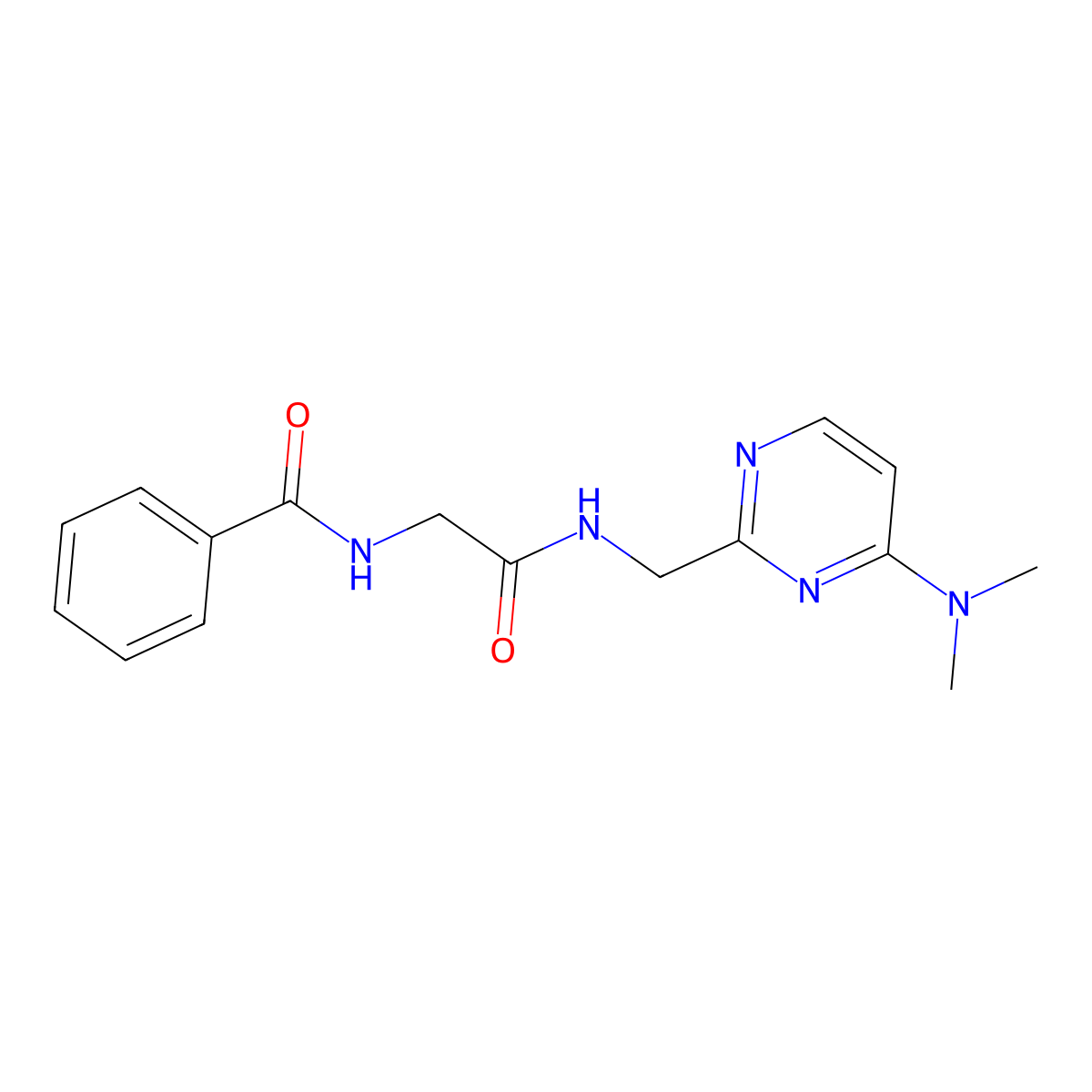 N-(2-(((4-(dimethylamino)pyrimidin-2-yl)methyl)amino)-2-oxoethyl)benzamide molecular structure, CAS 1797223-96-1
