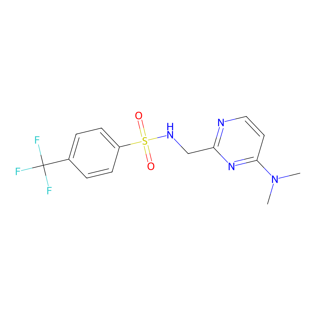 N-((4-(dimethylamino)pyrimidin-2-yl)methyl)-4-(trifluoromethyl)benzenesulfonamide molecular structure, CAS 1797224-00-0