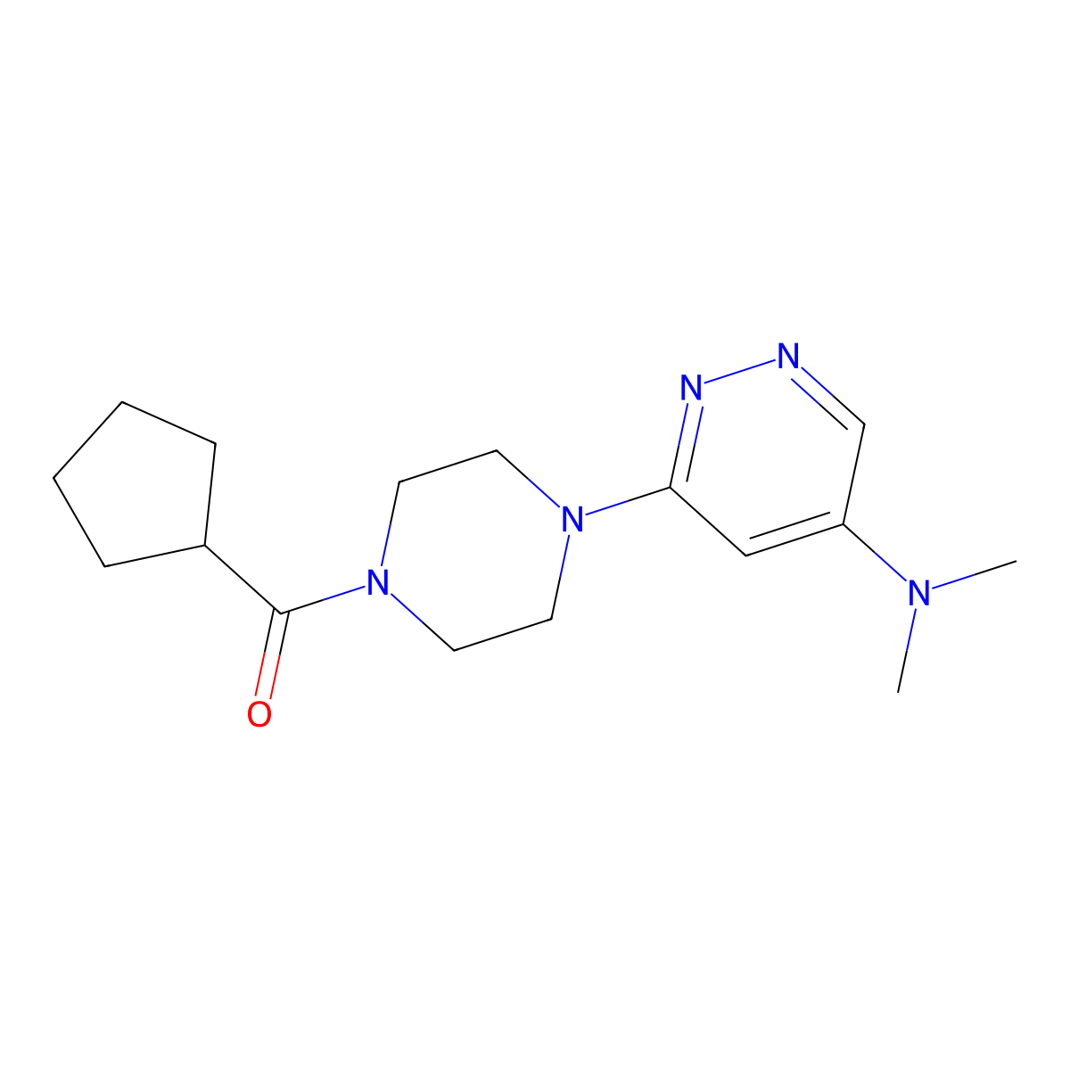 Cyclopentyl(4-(5-(dimethylamino)pyridazin-3-yl)piperazin-1-yl)methanone molecular structure, CAS 1797224-05-5