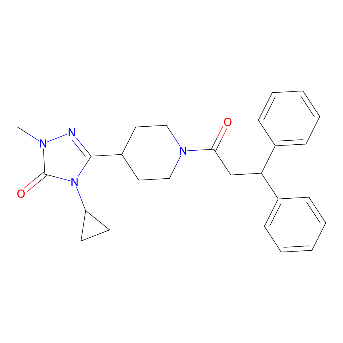 4-cyclopropyl-3-(1-(3,3-diphenylpropanoyl)piperidin-4-yl)-1-methyl-1H-1,2,4-triazol-5(4H)-one molecular structure, CAS 1797224-07-7