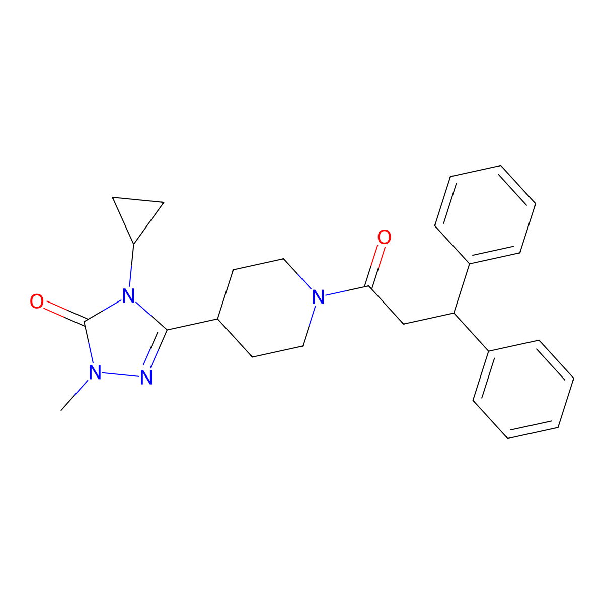 4-cyclopropyl-3-(1-(3,3-diphenylpropanoyl)piperidin-4-yl)-1-methyl-1H-1,2,4-triazol-5(4H)-one molecular structure, CAS 1797224-07-7