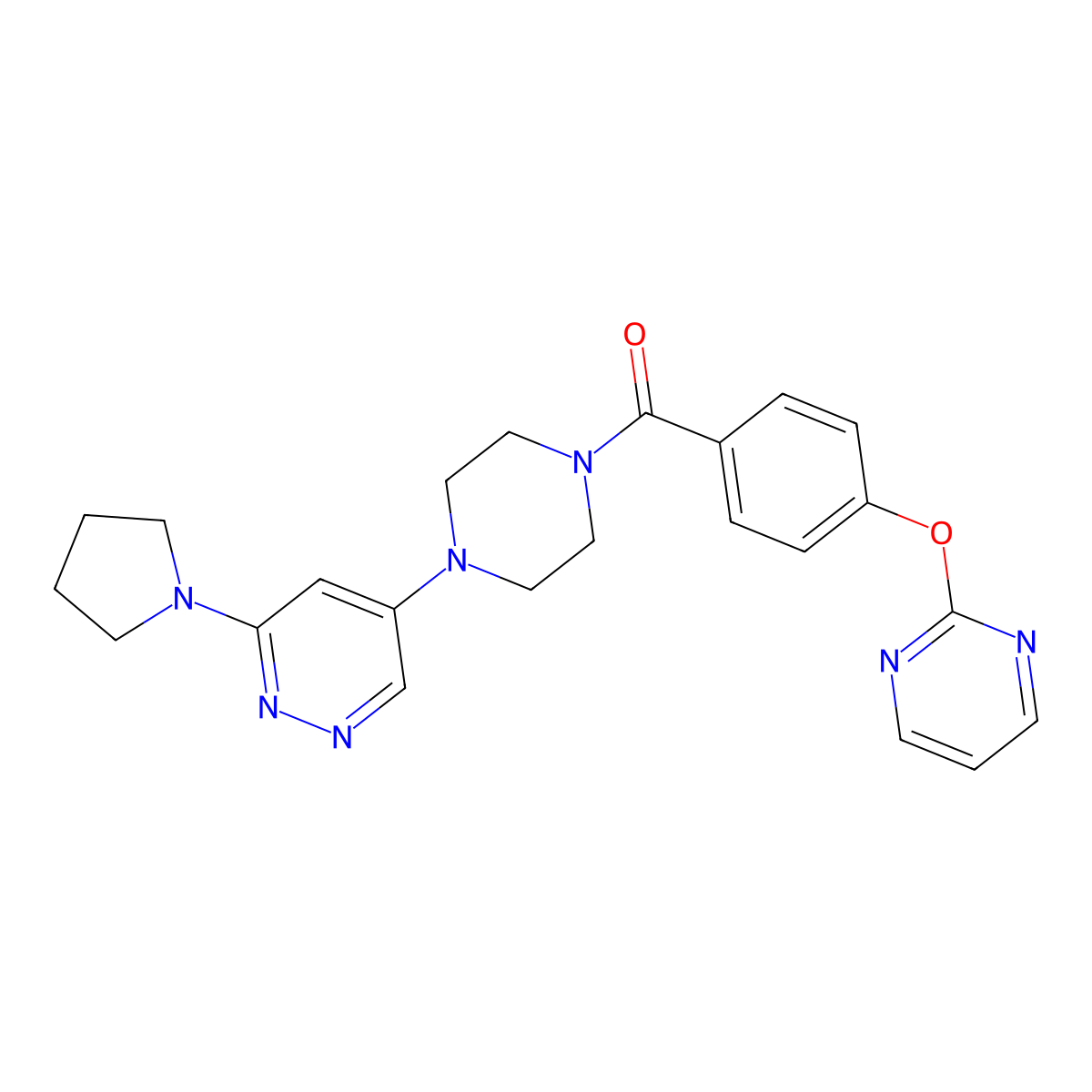 (4-(Pyrimidin-2-yloxy)phenyl)(4-(6-(pyrrolidin-1-yl)pyridazin-4-yl)piperazin-1-yl)methanone molecular structure, CAS 1797224-11-3