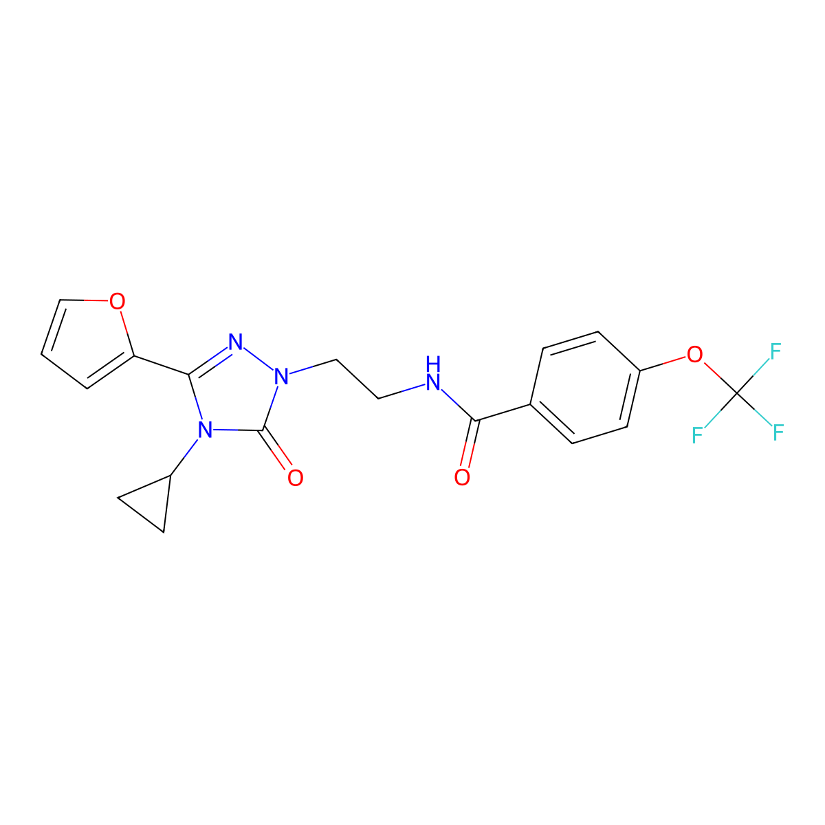 N-{2-[4-cyclopropyl-3-(furan-2-yl)-5-oxo-4,5-dihydro-1H-1,2,4-triazol-1-yl]ethyl}-4-(trifluoromethoxy)benzamide molecular structure, CAS 1797224-13-5
