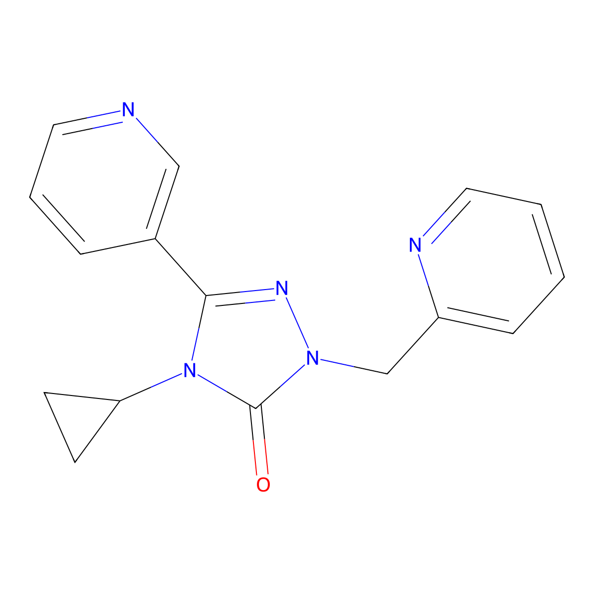 4-cyclopropyl-1-(pyridin-2-ylmethyl)-3-(pyridin-3-yl)-1H-1,2,4-triazol-5(4H)-one molecular structure, CAS 1797224-17-9