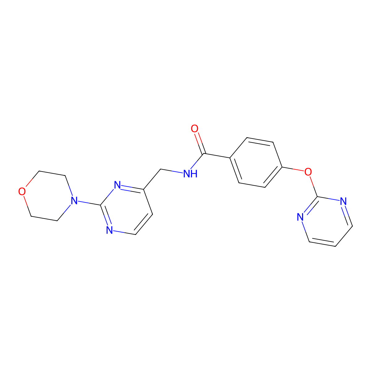 N-((2-morpholinopyrimidin-4-yl)methyl)-4-(pyrimidin-2-yloxy)benzamide molecular structure, CAS 1797224-33-9