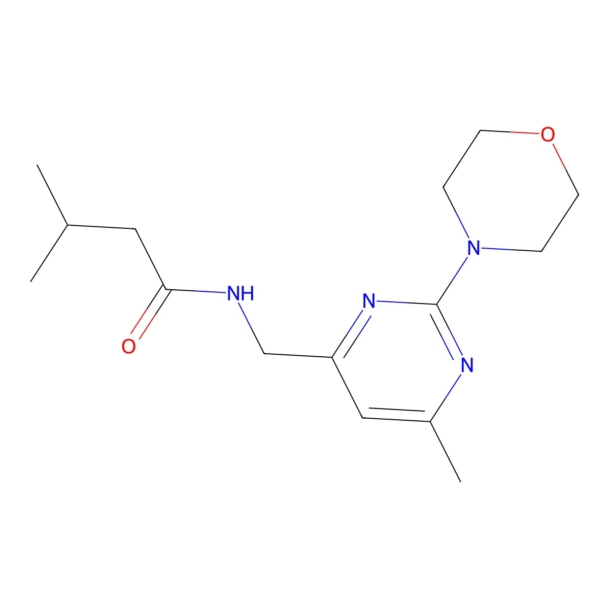 3-methyl-N-((6-methyl-2-morpholinopyrimidin-4-yl)methyl)butanamide molecular structure, CAS 1797224-36-2