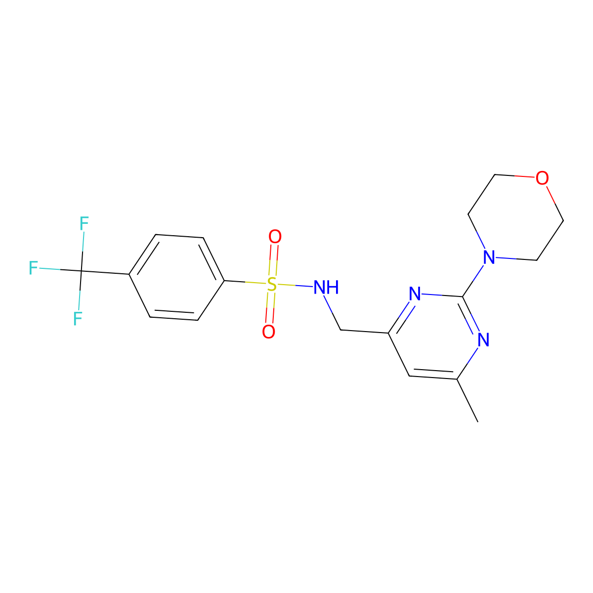 N-((6-methyl-2-morpholinopyrimidin-4-yl)methyl)-4-(trifluoromethyl)benzenesulfonamide molecular structure, CAS 1797224-43-1