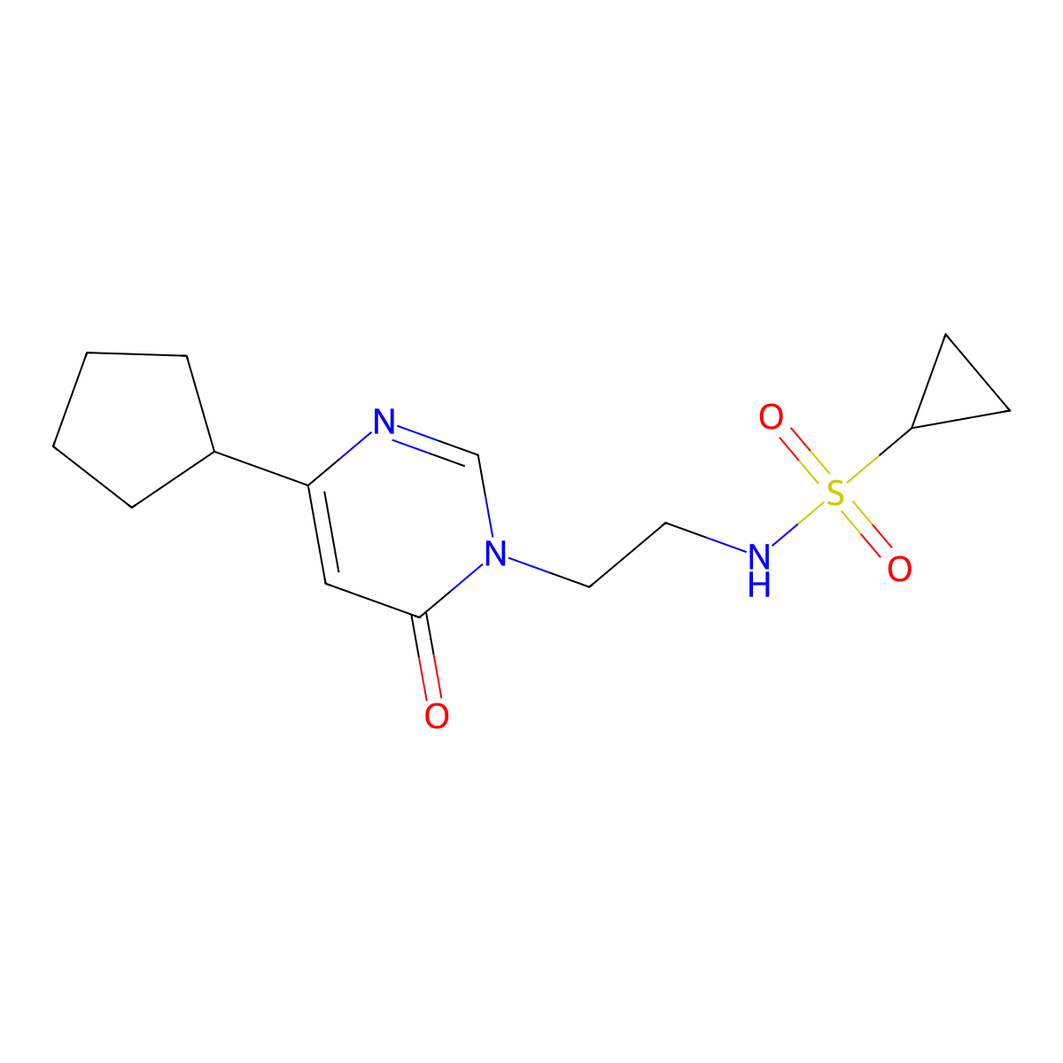N-(2-(4-cyclopentyl-6-oxopyrimidin-1(6H)-yl)ethyl)cyclopropanesulfonamide molecular structure, CAS 1797224-44-2