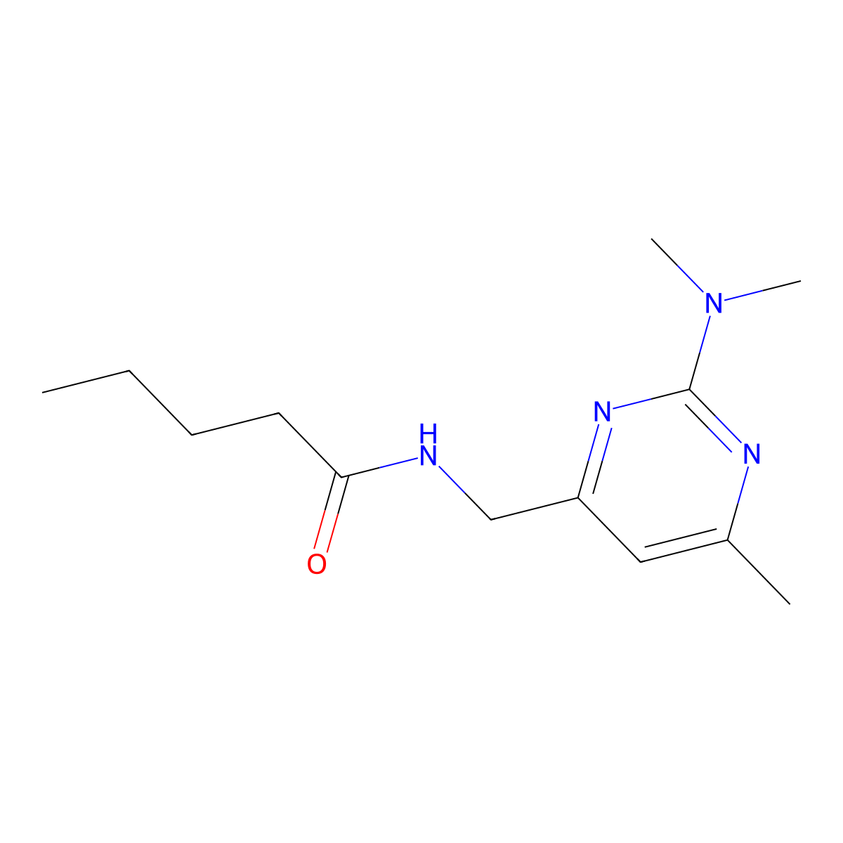 N-((2-(dimethylamino)-6-methylpyrimidin-4-yl)methyl)pentanamide molecular structure, CAS 1797224-47-5