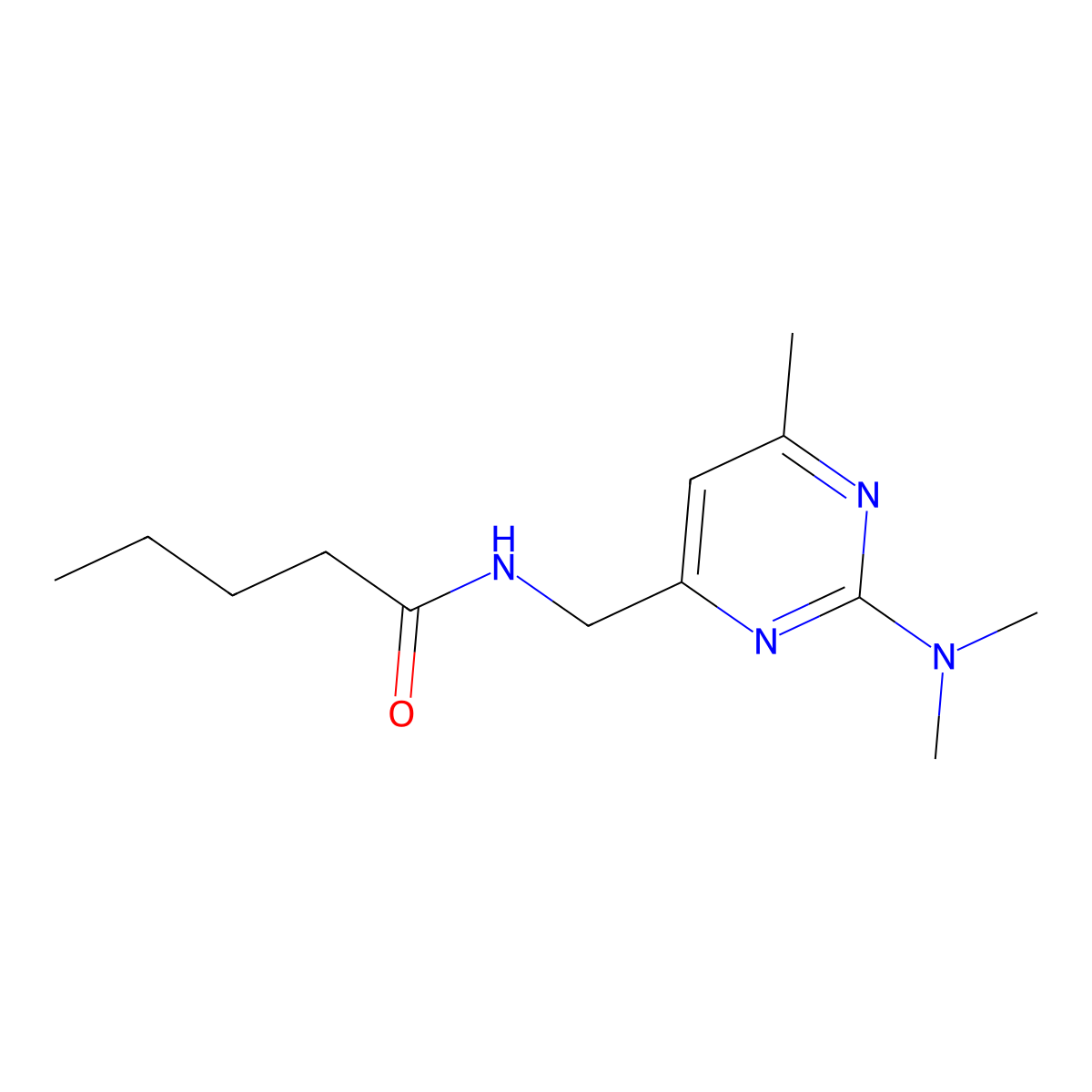 N-((2-(dimethylamino)-6-methylpyrimidin-4-yl)methyl)pentanamide molecular structure, CAS 1797224-47-5