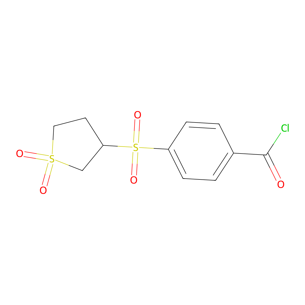 4-[(1,1-Dioxo-1$l^{6}-thiolan-3-yl)sulfonyl]benzoyl chloride molecular structure, CAS 1797224-70-4