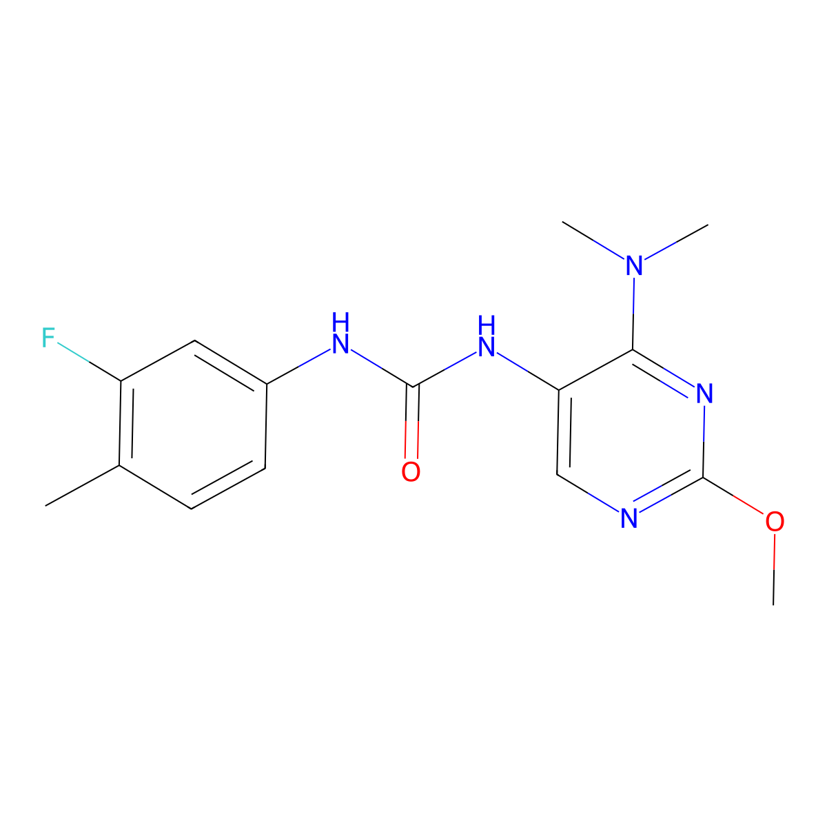 3-[4-(Dimethylamino)-2-methoxypyrimidin-5-yl]-1-(3-fluoro-4-methylphenyl)urea molecular structure, CAS 1797224-78-2