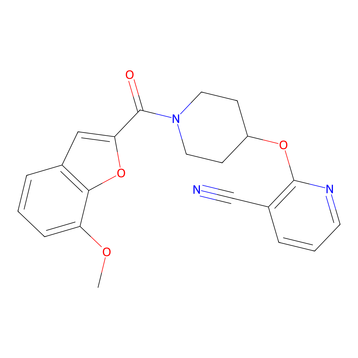 2-((1-(7-Methoxybenzofuran-2-carbonyl)piperidin-4-yl)oxy)nicotinonitrile molecular structure, CAS 1797224-82-8